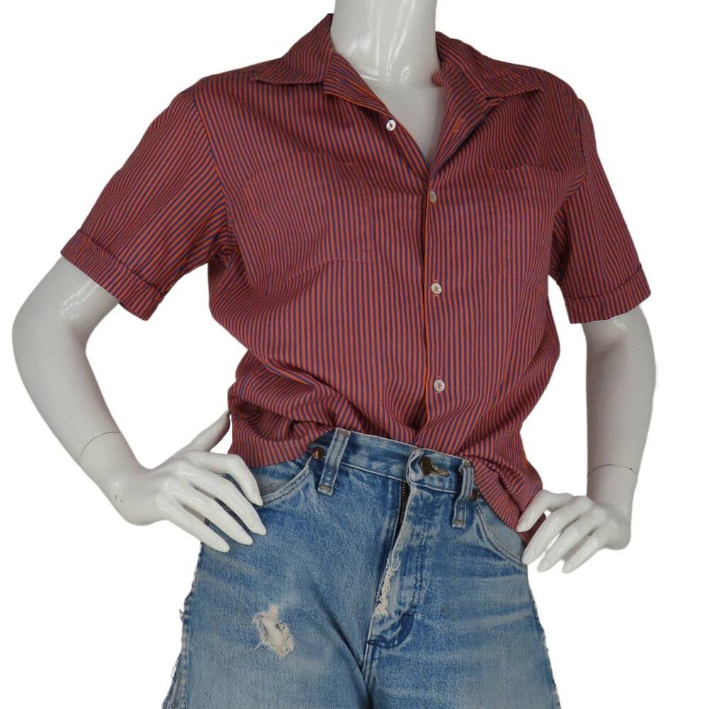 60s Vintage Capri California Vertical Striped Rockabilly Mod Loop Top Shirt